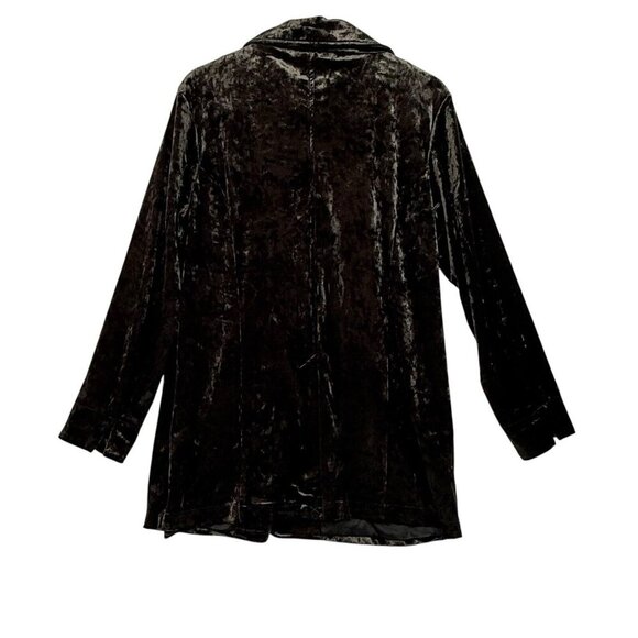 LYSSE New York Brown Shay Crushed Velvet Blazer Jacket Cardigan Size Large - Picture 2 of 8